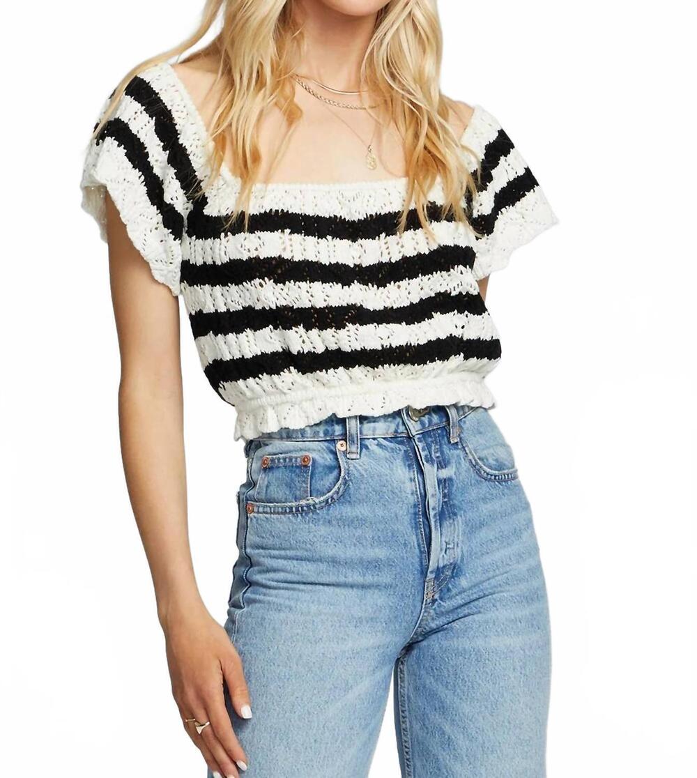 NEW SALTWATER LUXE maggie sweater in black and white
